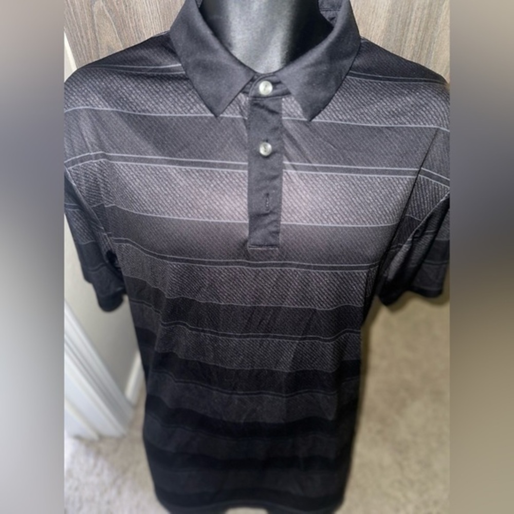 Men’s used Ben Hogan size L large black polo golf shirt grey